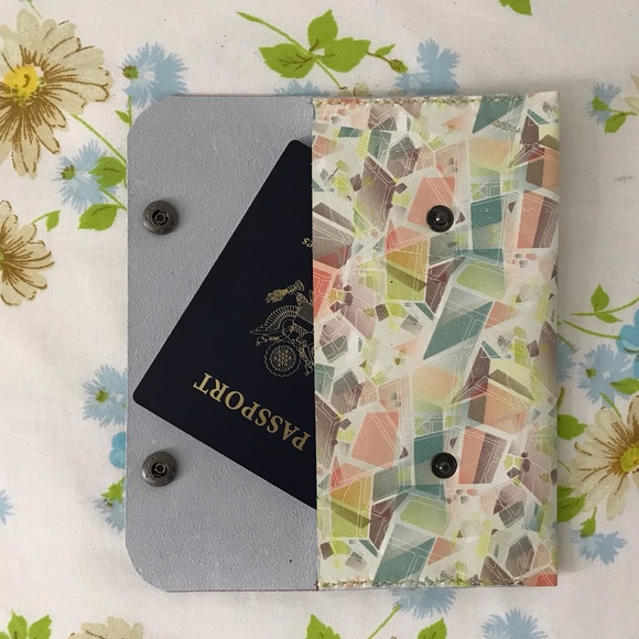 Handmade Colorful Geometric Pattern Leather Wallet - Picture 3 of 5